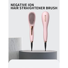 Bomidi HB1 Electric Hair Straightener Brush Multifunctional Hair Comb Quick Heat Hair Curler LED 6 Level Adjustable Temperature 40W - Pink