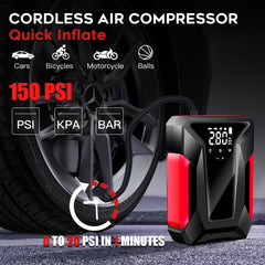 Car Jump Starter, 4000A Peak Car Battery Charger with Air Compressor, 12V Jump Box for Car Battery (up to 10L Gas or 8.5L Diesel) with Emergency LED Light, Power Bank, Leather Storage Bag (Upgraded)