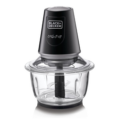 BLACK+DECKER 400W 1.2L Vertical Glass Chopper/Mincer XXL Glass Bowl Capacity With Removable Four Blade System Helps, Chop/Crush Ice/Mince/Grind/Puree Variety Of Ingredients GC400-B5