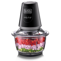 BLACK+DECKER 400W 1.2L Vertical Glass Chopper/Mincer XXL Glass Bowl Capacity With Removable Four Blade System Helps, Chop/Crush Ice/Mince/Grind/Puree Variety Of Ingredients GC400-B5