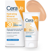 CeraVe Tinted Sunscreen with SPF 30 | Hydrating Mineral Sunscreen With Zinc Oxide & Titanium Dioxide | Sheer Tint for Healthy Glow | 1.7 Fluid Ounce