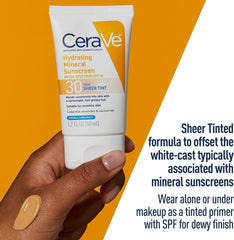 CeraVe Tinted Sunscreen with SPF 30 | Hydrating Mineral Sunscreen With Zinc Oxide & Titanium Dioxide | Sheer Tint for Healthy Glow | 1.7 Fluid Ounce