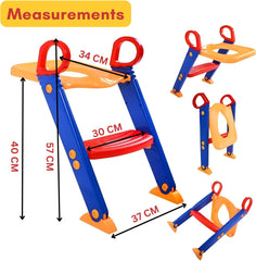 Children Toilet Ladder Potty Training Seat with Step Stool for Boys & Girls Non-Slip Waterproof Cushion, Foldable Design