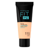 Maybelline New York Liquid Foundation, Matte & Poreless, Full Coverage and Blendable, Normal to Oily Skin, Fit Me, 115 Ivory