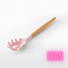 HIAS 11-piece cookware set, wooden handle bucket, pink/brown