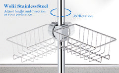 Kitchen Faucet Sponge Holder,Wolii Upgrade Stainless Steel Caddy Organizer with Raised Height Drain Rack for Kitchen Sink and Bathroom Shower Rack(Silver)