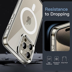 Magnetic Case for iPhone 15 Pro 6.1-Inch Compatible with MagSafe Wireless Charging, Shockproof Phone Bumper Cover, Anti-Scratch Clear Back (Clear)