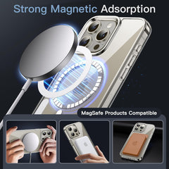 Magnetic Case for iPhone 15 Pro 6.1-Inch Compatible with MagSafe Wireless Charging, Shockproof Phone Bumper Cover, Anti-Scratch Clear Back (Clear)