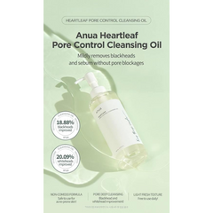 ANUA Heartleaf Pore Control Cleansing Oil Korean Facial Cleanser, Daily Makeup Blackheads Removal 6.76 fl oz(200ml)