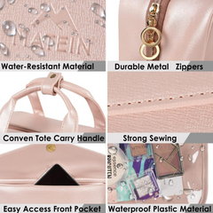 Portable cosmetic bag waterproof folding dry and wet separation large-capacity storage bag fashion PU multifunctional portable storage bag travel washing bag (black)