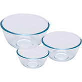 Pyrex Bowl Set of 3, Clear, 2L/21cm/1L/17cm/0.5L/14cm, Glass