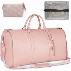 Carry On Garment Bag, Large Duffle Bag,2-in-1 Hanging Suitcase Design,Convertible Waterproof Garment Bags for Travel,with Shoe Pouch and Wash Bag, Travel Bags for Modern Men Women(Pink)