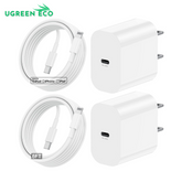 20W Rapid USB C Wall Super Fast Chargers Block Power Plug with 6Ft Type C to Lightning Cable, (MFi Certified) Lightning Charging Cord for iPhone 14 13 12 11 Pro Max Plus Air Mini iPad -Albedo 2Pack