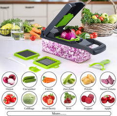 Vegetable Chopper, Pro Onion Chopper, 14 in 1Multifunctional Food Chopper, Kitchen Vegetable Slicer Dicer Cutter,Veggie Chopper With 8 Blades,Carrot and Garlic Chopper With Container (Grey)…