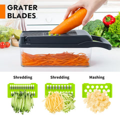 Vegetable Chopper, Pro Onion Chopper, 14 in 1Multifunctional Food Chopper, Kitchen Vegetable Slicer Dicer Cutter,Veggie Chopper With 8 Blades,Carrot and Garlic Chopper With Container (Grey)…