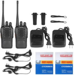 Smart Home Walkie Talkie 5Km Long Range Two-Way Portable CB Radio BF-888S Portable Two-Way Radio with 16 Channel Walkie Talkie (Black, 4 Pieces)