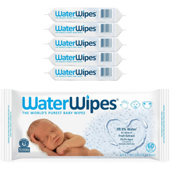 WaterWipes Original Baby Wipes, 99.9% Water Based Wipes, Unscented & Hypoallergenic for Sensitive Skin, Diaper Wipe, 300 count (5 packs)