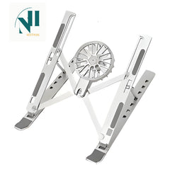 Adjustable Laptop Stand with Cooling Fan USB Power - Foldable Portable Laptop Riser for MacBook Pro/Air, Dell, HP| Ergonomic Height Adjustable Stand with Ventilated Cooling | Anti-Slip & Space-Saving Design | Efficient Heat Dissipation