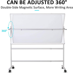 Mobile Whiteboard 48 x 36 inches, Double Sided Magnetic Dry Erase Board Large Rolling Stand Portable On Wheels Office Home Classroom