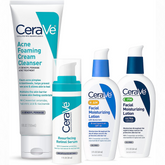 CeraVe Skin Care Set for Acne Treatment with Face Wash with Benzoyl Peroxide, Retinol Serum, AM Face Moisturizer with SPF & PM Face Moisturizer,5oz Cleanser + 1oz Serum + 2oz AM Lotion + 2oz PM Lotion