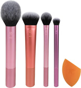 REAL TECHNIQUES The Everyday Essentials set from gives you 5 essential tools to master any look tapered, soft and fluffy bristles. Blend powder blush evenly for a smooth, natural look