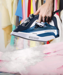 Black+Decker 2400W Steam Iron With Ceramic Soleplate Auto Shut-Off, Blue X2150-B5."Min 1 year manufacturer warranty"