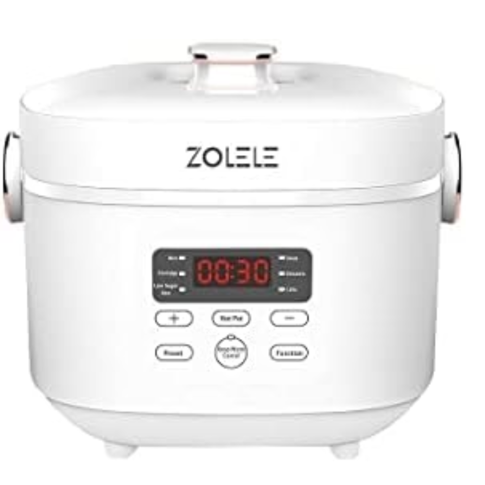 Zolele ZB500 Multifunctional Electric Rice Cooker With 3L Capacity Smart Low Sugar Rice Cooker 304 Stainless Steel Micro-Computer Button Double Inner Pot 700W Power - White