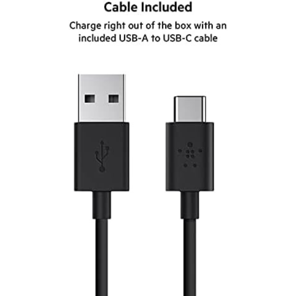 Belkin 10000mAh portable power bank, 10K USB-C portable charger with 1 USB-C port and 2 USB-A ports, battery pack for up to 15W charging for iPhone, Samsung Galaxy, AirPods, iPad, and more – Black