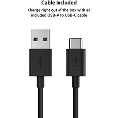 Belkin 10000mAh portable power bank, 10K USB-C portable charger with 1 USB-C port and 2 USB-A ports, battery pack for up to 15W charging for iPhone, Samsung Galaxy, AirPods, iPad, and more – Black