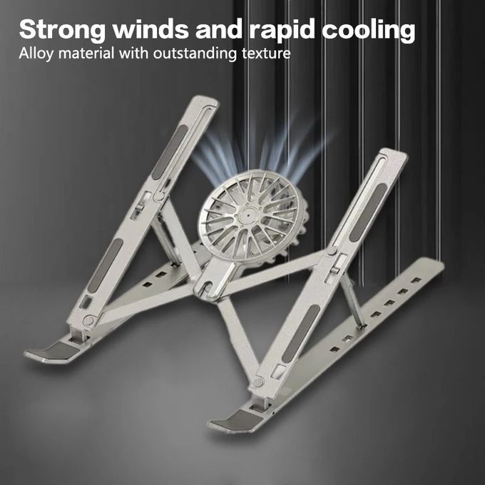 Adjustable Laptop Stand with Cooling Fan USB Power - Foldable Portable Laptop Riser for MacBook Pro/Air, Dell, HP| Ergonomic Height Adjustable Stand with Ventilated Cooling | Anti-Slip & Space-Saving Design | Efficient Heat Dissipation