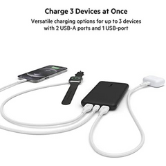 Belkin 10000mAh portable power bank, 10K USB-C portable charger with 1 USB-C port and 2 USB-A ports, battery pack for up to 15W charging for iPhone, Samsung Galaxy, AirPods, iPad, and more – Black
