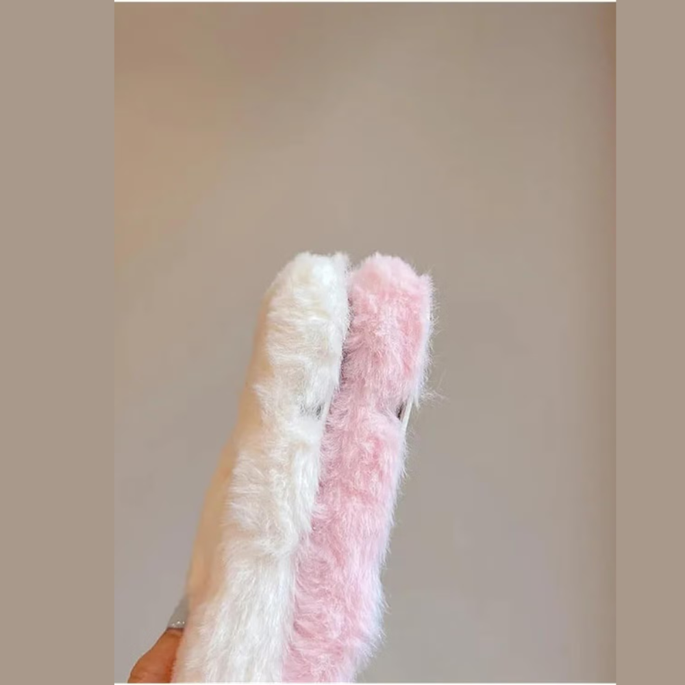 Cartoon Sweet Love Lens Fluffy Fuzzy Plush Fur Case for iPhone 15 Pro Max Love Heart Winter Warm Cute Soft Cover (Color : Multicolor)
