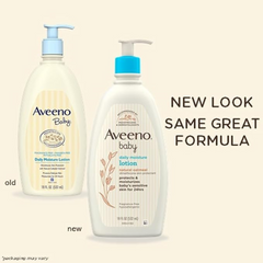 Aveeno Baby Daily Moisture Moisturizing Lotion for Delicate Skin with Natural Colloidal Oatmeal & Dimethicone, Hypoallergenic, Fragrance-, Phthalate- & Paraben-Free, 18 fl. oz (Package may vary)