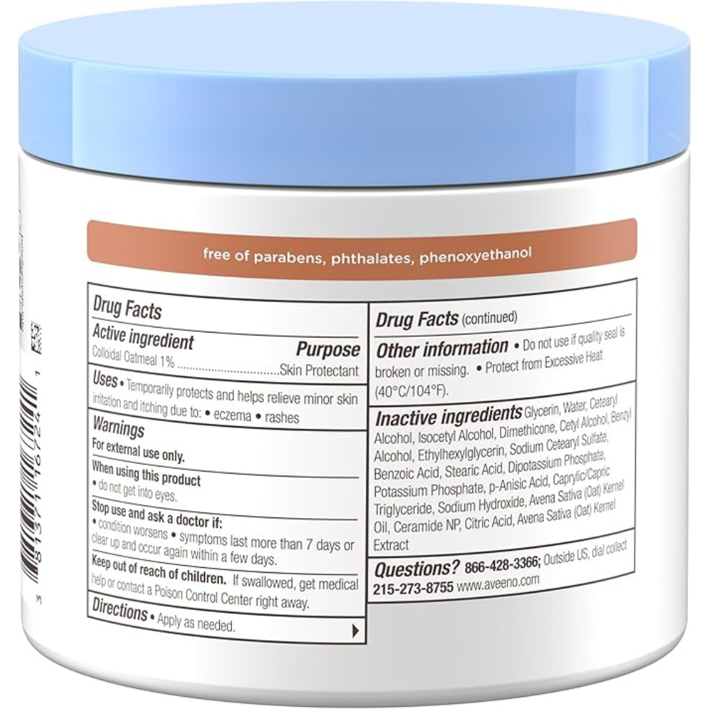 Aveeno Baby Eczema Therapy Nighttime Balm, with natural Colloidal Oatmeal and Dimethicone for Dry Skin and Baby Eczema Relief, 11 oz., No Artificial Color