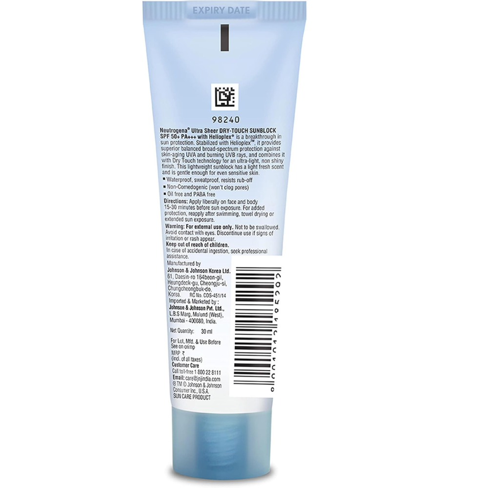 Neutrogena Ultra Sheer Dry Touch Sunblock, SPF 50+, 30ml
