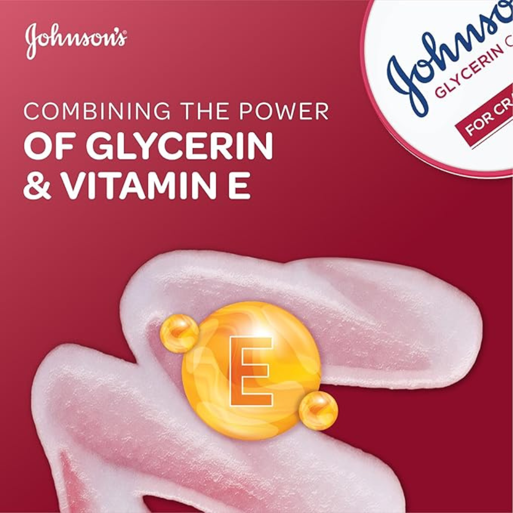 Johnson’s Glycerin Cream for Cracked Skin, 300ml, Enriched with Vitamin E, for Dry and Cracked Areas, Soothing and Repairing Formula, Helps to Relieve Cracked and Dry Skin in Just One Application