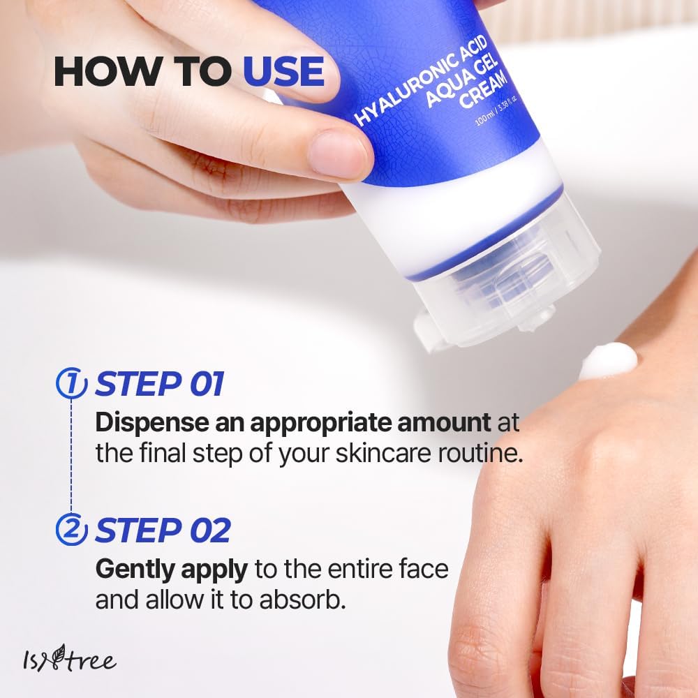 ISNTREE Hyaluronic Acid Aqua Gel Cream 2.71 fl.oz. (80ml) Night Cream, Day Cream, Deep Moisturizing, Skin Protection, Sebum Control, Smoothing |