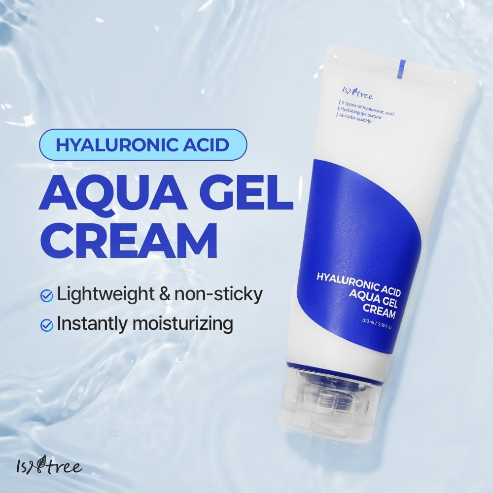 ISNTREE Hyaluronic Acid Aqua Gel Cream 2.71 fl.oz. (80ml) Night Cream, Day Cream, Deep Moisturizing, Skin Protection, Sebum Control, Smoothing |