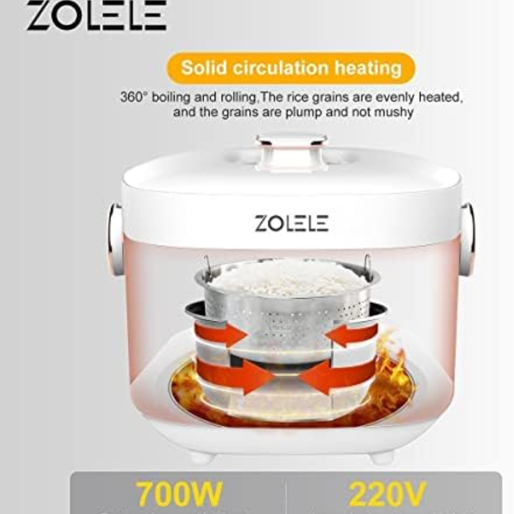 Zolele ZB500 Multifunctional Electric Rice Cooker With 3L Capacity Smart Low Sugar Rice Cooker 304 Stainless Steel Micro-Computer Button Double Inner Pot 700W Power - White