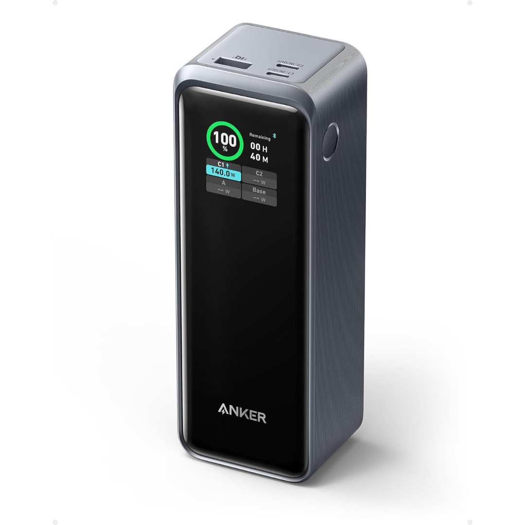 Anker Prime Power Bank, 27,650mAh 3-Port 250W Portable Charger (99.54Wh) Smart App, Compatible with MacBook Pro/Air, iPhone 15/14/13 Series, Samsung, Dell, and More (Charging Base Not Included)
