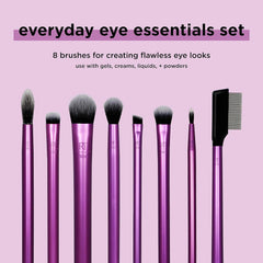 Real Techniques Everyday Eye Essentials Eyeshadow Brush Set, No Colour, 8 Count