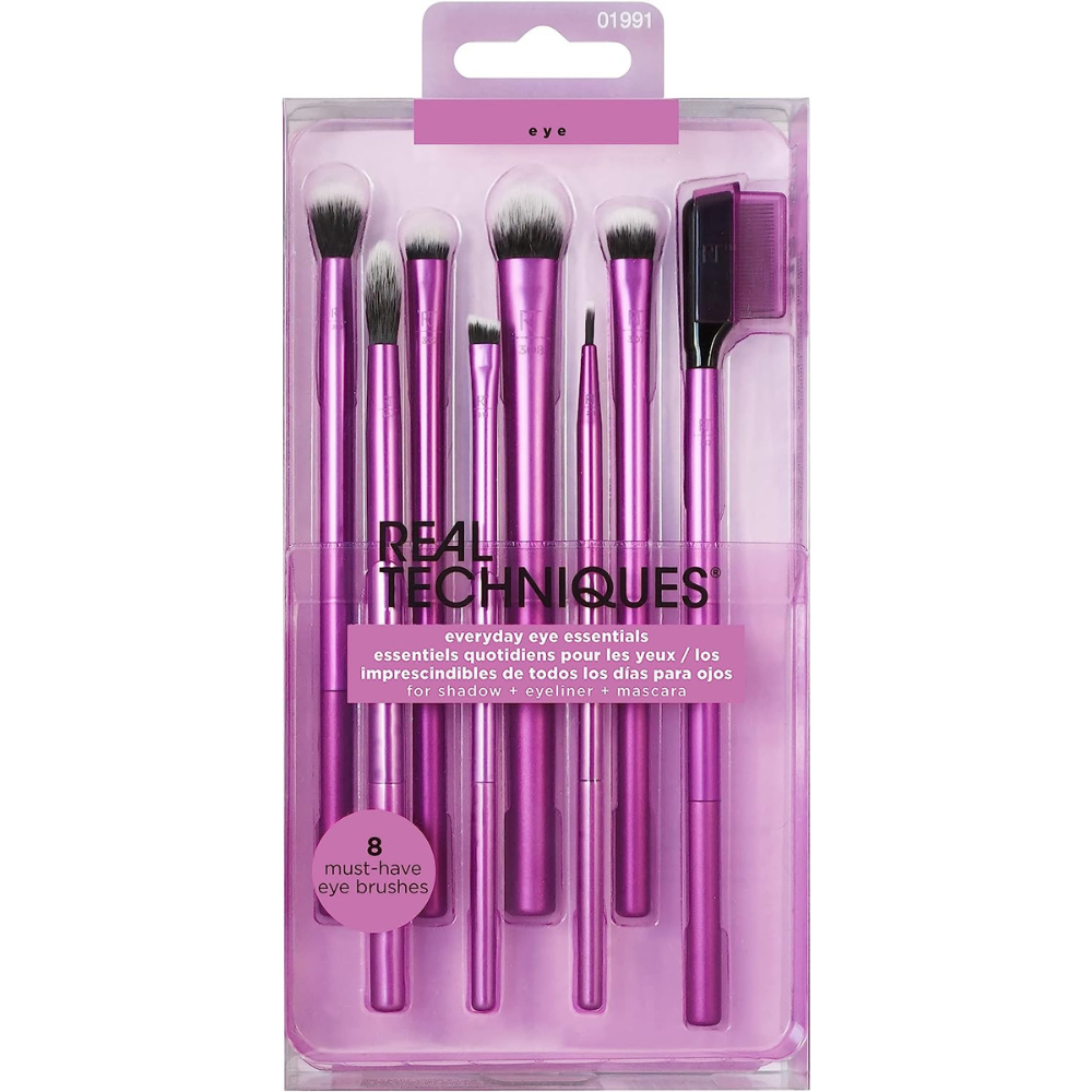 Real Techniques Everyday Eye Essentials Eyeshadow Brush Set, No Colour, 8 Count