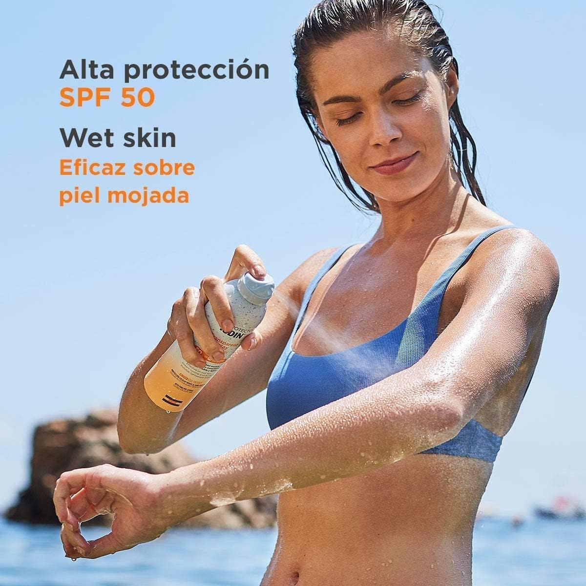 Isdin Fotoprotector Transparent Spray Spf 50 (250Ml) | Wet Skin Sunscreen | Effective On Wet Skin | Instant Cooling And Drying Spray