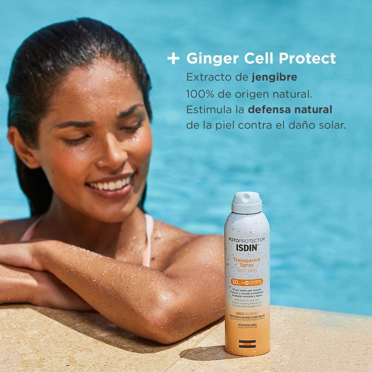 Isdin Fotoprotector Transparent Spray Spf 50 (250Ml) | Wet Skin Sunscreen | Effective On Wet Skin | Instant Cooling And Drying Spray