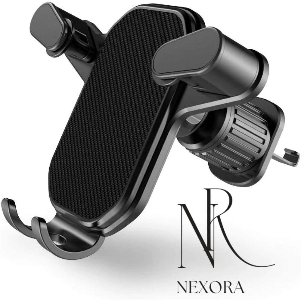 NEXORA Car Phone Holder Mount for Transversal/Vertical Vent, [Upgraded Never Fall Metal Clip] Handsfree Cell Phone Holder for Car, Compatible With All Phones