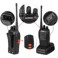 Smarthome Walkie Talkie 5Km Long Range Two-Way Portable CB Radio BF-888S Portable Two-Way Radio with 16 Channel Walkie Talkie (Black, 2 Pieces)