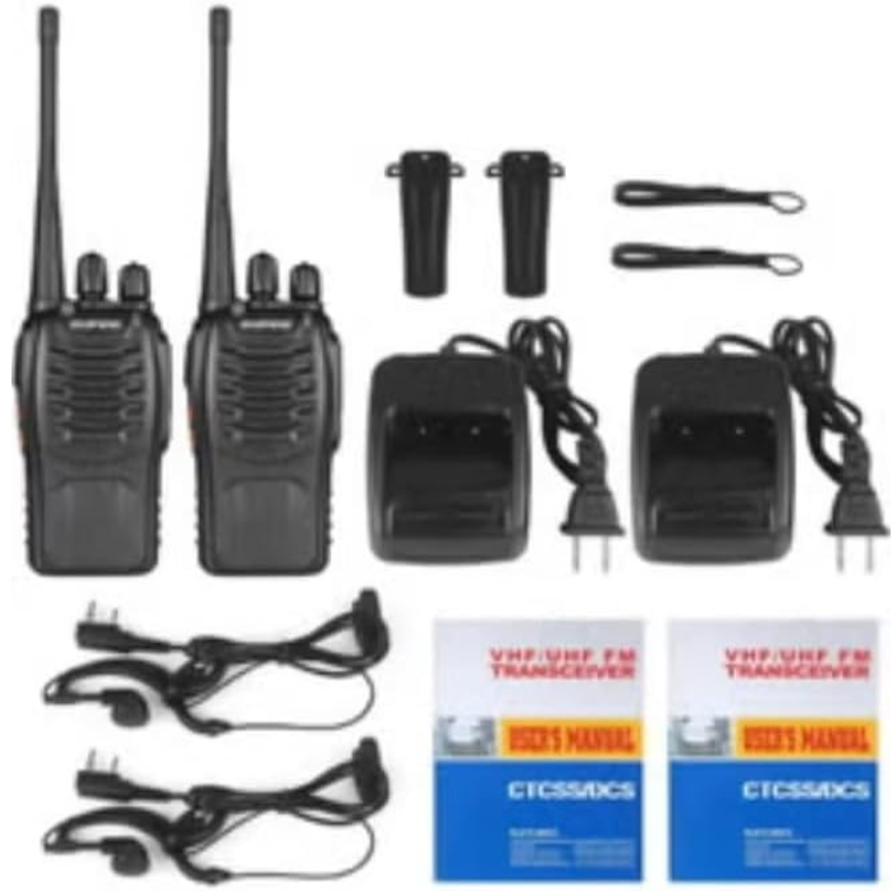 Smarthome Walkie Talkie 5Km Long Range Two-Way Portable CB Radio BF-888S Portable Two-Way Radio with 16 Channel Walkie Talkie (Black, 2 Pieces)