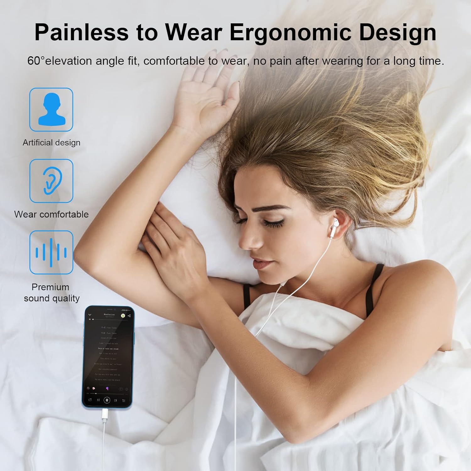 iPhone Headphones, [MFI Certified] Earphones Wired Stereo Sound Earbuds with Microphone and Volume Control, Compatible with iPhone 14/13/12/SE/11/XR/XS/X/7/7 Plus/8/8P, Supports All iOS Systems,White